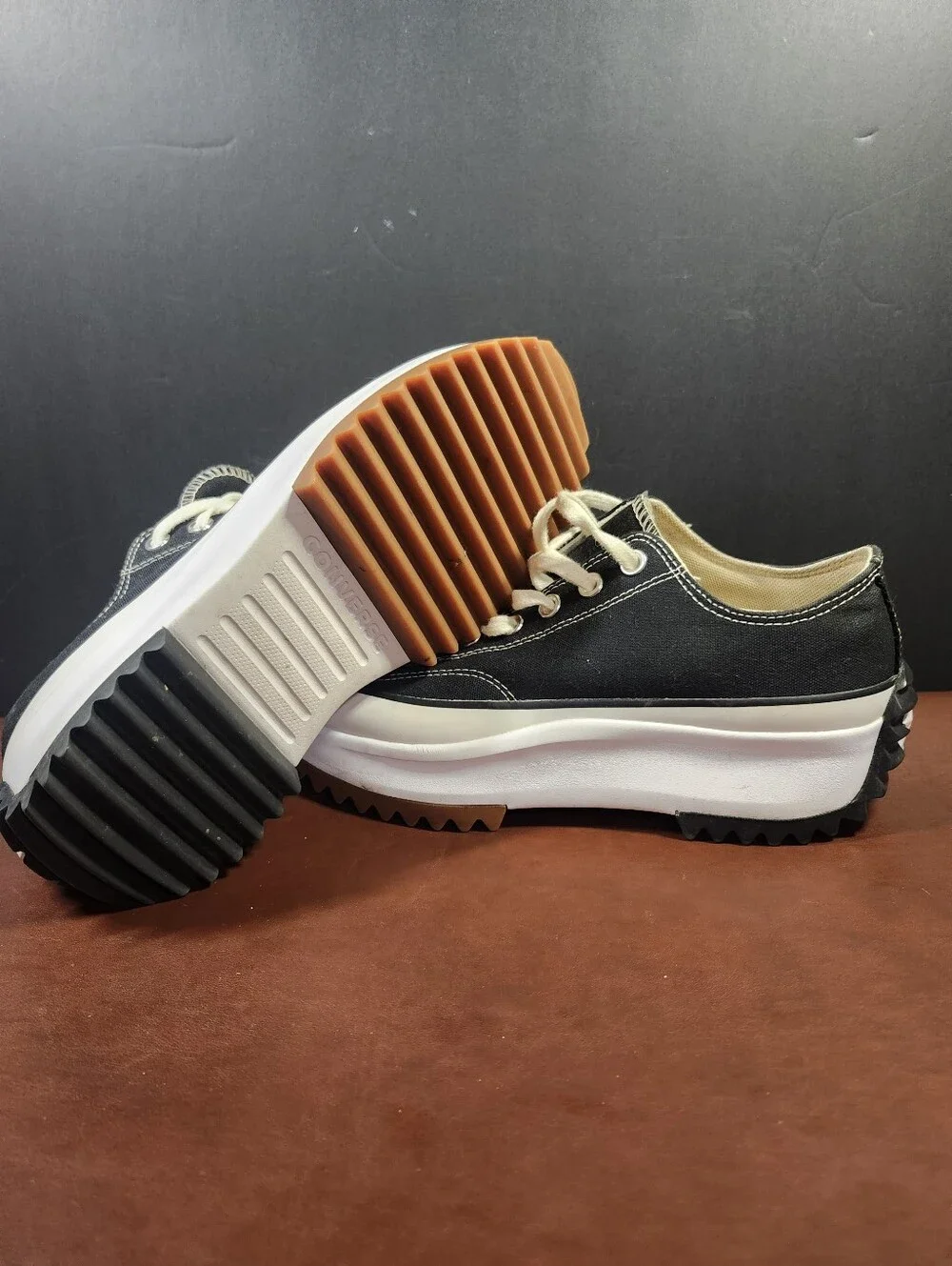 Platform Canvas Low-Top Sneakers in Black and White